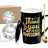 CLVJQ Thank You Gifts for Women - Employee Teacher Coworkers Appreciation Gifts - Inspirational Birthday Christmas Presents for Families Friends - Thank You for Being Awesome Coffee Mug 14oz(Black)
