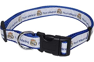 Pets First MLS Real Madrid DOG COLLAR Sports Football Tough PET COLLAR in Team color, SIZE: Small