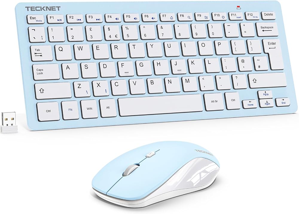 TECKNET Mini Wireless Keyboard and Mouse Set 2.4G USB Nano Receiver 12