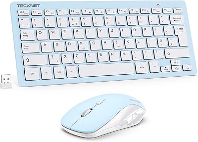 TECKNET Mini Wireless Keyboard and Mouse Set 2.4G USB Nano Receiver 12