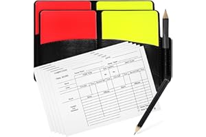 Santdag 2 Pcs Warning Referee Red and Yellow Cards with Leather Case Recording Papers Pencil for Volleyball Football Baseball