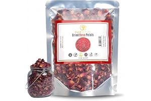 Cure Wid Pure Certified Organic Dried Rose Petals 1oz Food-Grade Edible Rose Petals for Tea,Cocktails,Baking,Skincare & DIY - Sun-Dried,Non-GMO,Gluten & Chemical-Free Edible Flowers in Resealable Bag