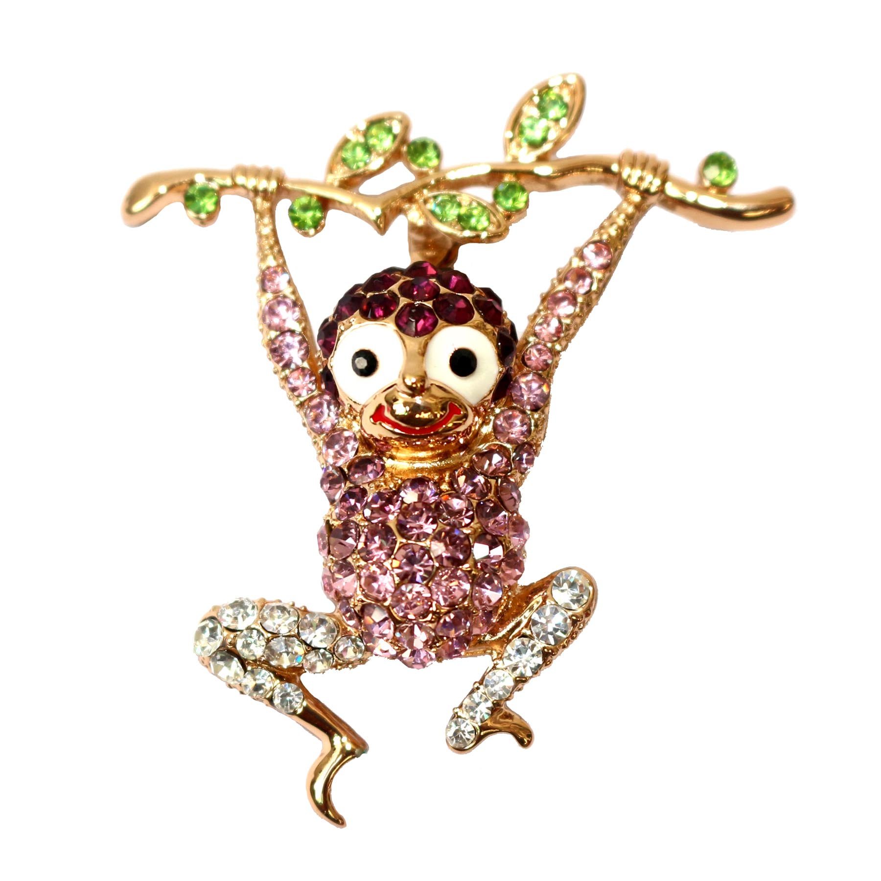 Navachi 18k Gold Plated Purple Crystal Monkey Az7133b Brooch Pins