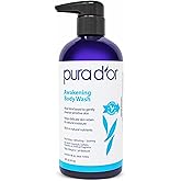 PURA D'OR 16 Oz Awakening Body Wash with Aloe Vera, Chamomile, Lavender, Tea Tree and Natural Nutrients - pH Balanced for Moisturized Soft, Fresh-Feeling Skin, All Skin Types, Men & Women