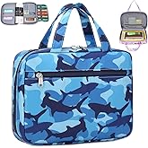 Octsky Bible Cover Case for Boys Bible Carrying Book Case Church Bag Bible Protective With Handle Gift For Kids (Shark Blue)
