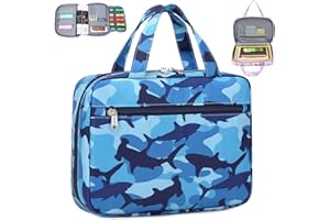 Octsky Bible Cover Case for Boys Bible Carrying Book Case Church Bag Bible Protective With Handle Gift For Kids (Shark Blue)