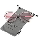 SojoS Women's Double Wire Double Rimmed UV400 Cat Eye Sunglasses SJ1047 (Pink/Red, 58)