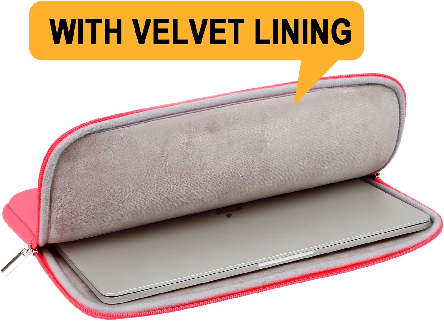 RAINYEAR Laptop Sleeve Case Compatible with 13.3 Inch Notebook Computer Chromebook 14" MacBook Pro/Max M1 M2 M3 M4 M5 Soft Cover Protective Case Zipper Carrying Bag(Bright Pink,Upgraded Version) - Image 4