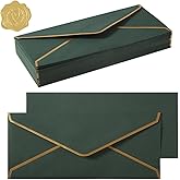 100 Pack #10 Business Envelopes with Gold Border, Self Seal Standard Envelopes with Gold Stickers for Office, Checks, Letter Mailing, Invoices, 4 1/8 x 9 1/2 Inches (Dark Green)