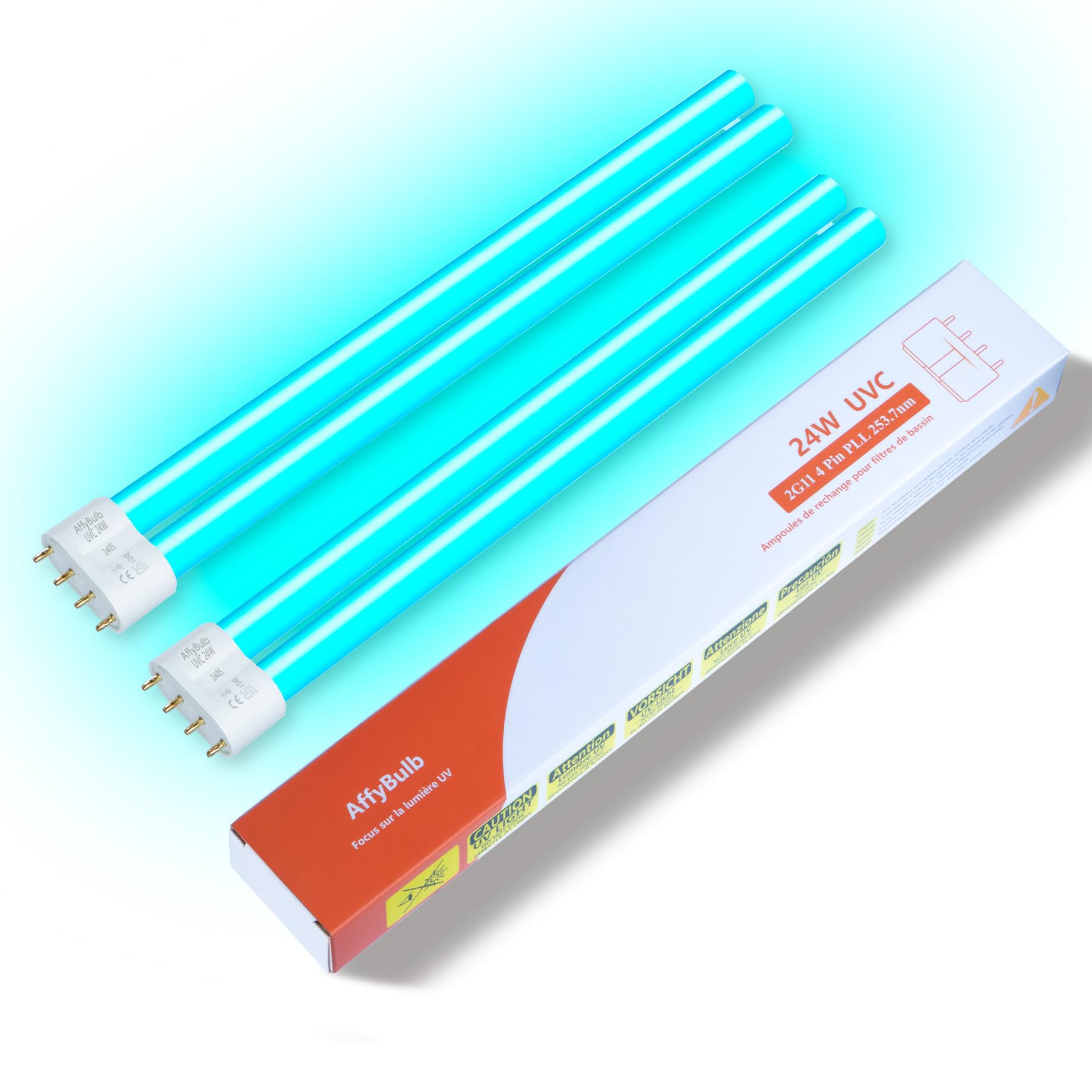 AffyBulb 2 * 24W Replacement UV Bulb, for Pond UVC Filters Machine or Clarifiers