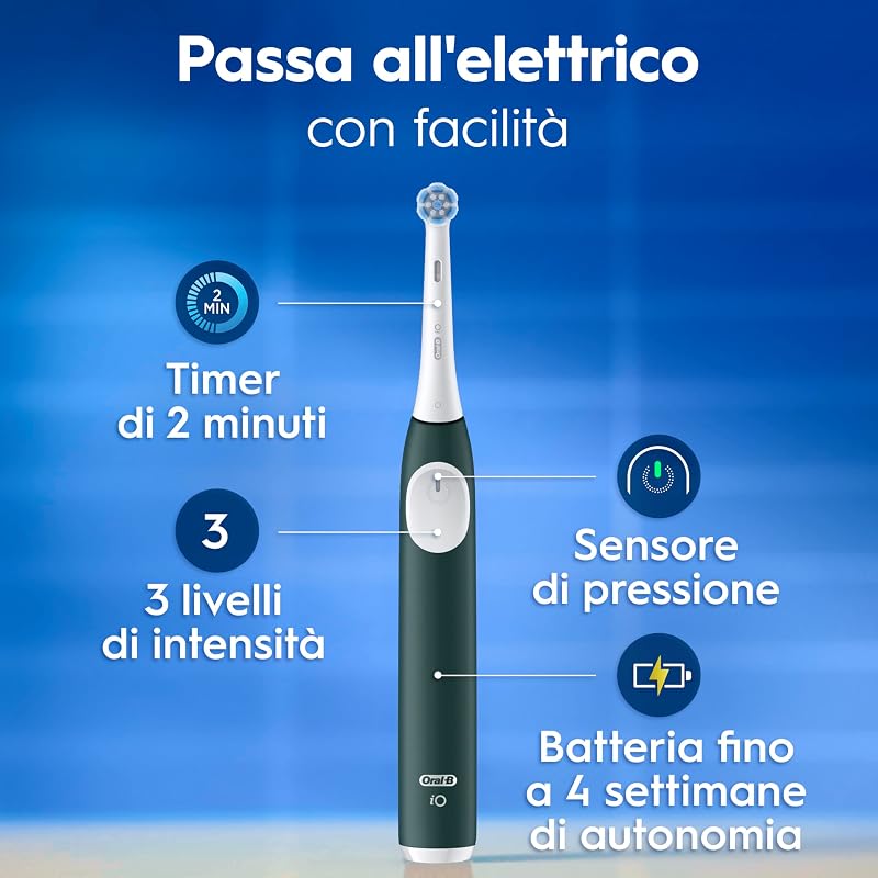 iO 2 Spazzolino Elettrico, 1 Testina di Ricambio, Custodia, Verde
