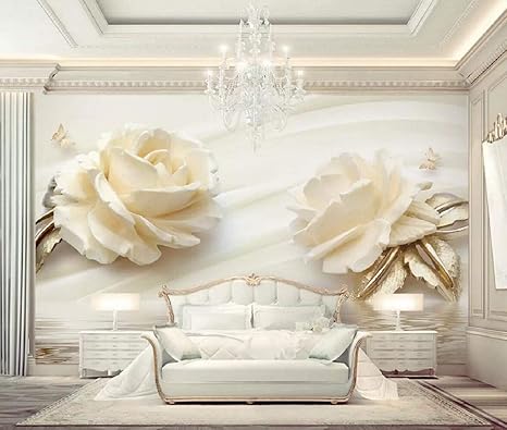 Fototapete 3D Effekt Tapete Champagner Rose Vliestapete 3D Wallpaper Moderne Wanddeko Wandbilder