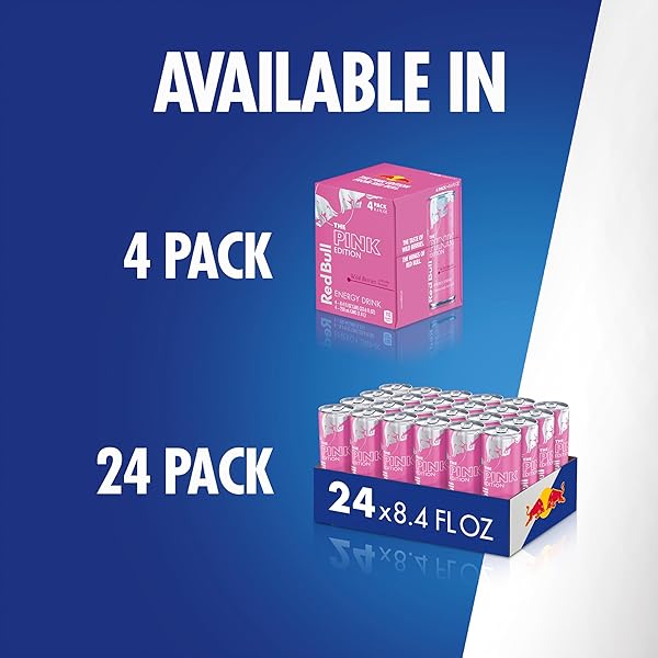 RED BULL WILD BERRIES, PINK EDITION, WITH 80MG CAFFEINE PLUS TAURINE & B VITAMINS, 8.4 FL OZ, PACK OF 4 CANS