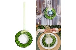 BOXWOOD VALLEY Boxwood Wreath Preserved Round Boxwood Wreath, Door Wall Hanging Window Wedding Party Decoration Farmhouse Decor (Mini 8 inch (2 Packs)