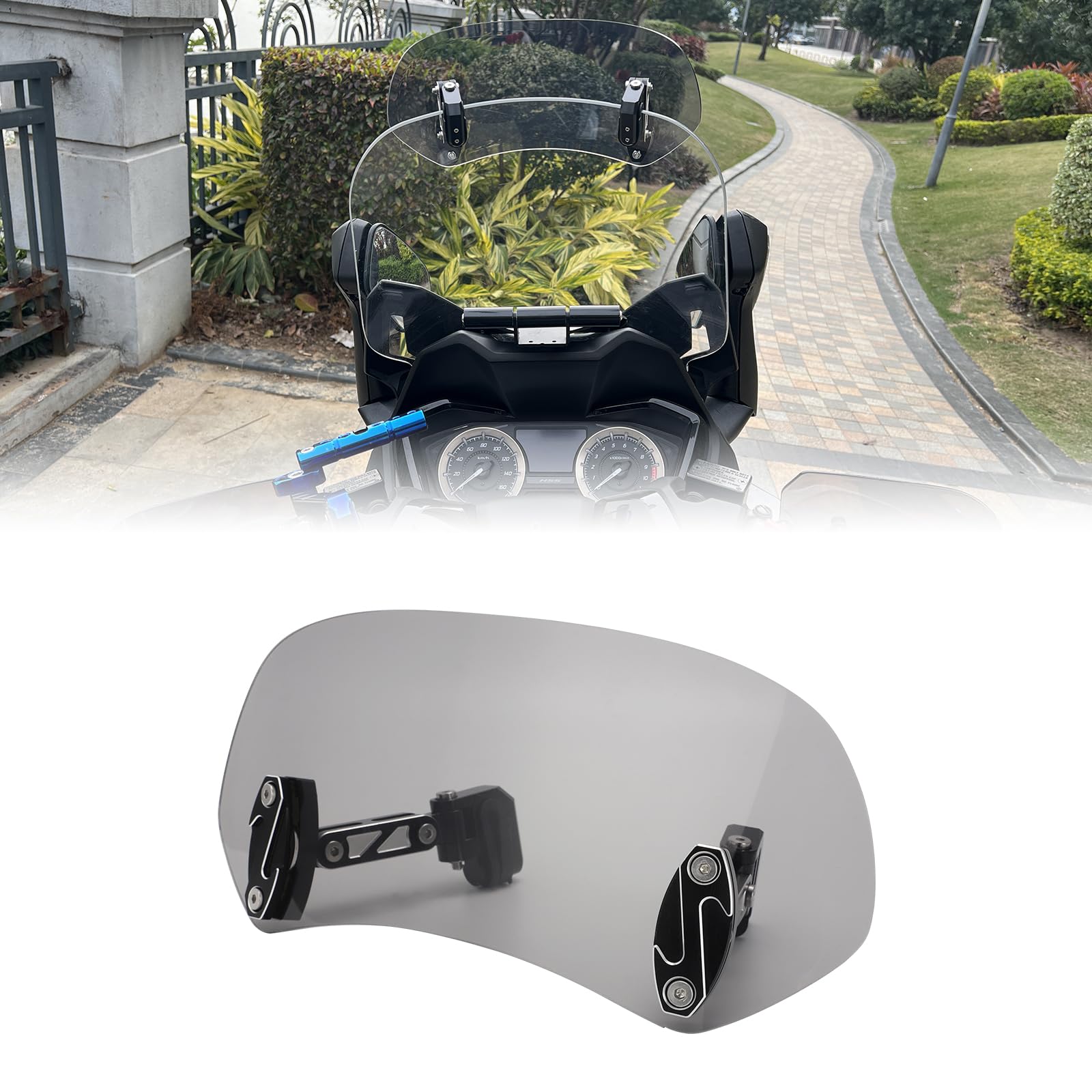 Alpha Rider ウインドスクリーン エクステンション 風防 CNC 調整式フロントウィンドスクリーン 拡張 汎用 ウインドシールドスポイラー 取付簡単 スポイラーエアデフレクター BMW F800 R1200GS ヤマハ カワサキ ホンダ スズキ等に適用