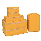 JJ POWER Travel Packing Cubes, Luggage Organizers with Shoe Bag (Orange)