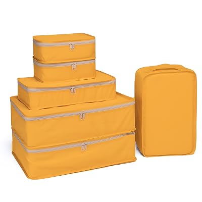 JJ POWER Travel Packing Cubes, Luggage Organizers with Shoe Bag (Orange)