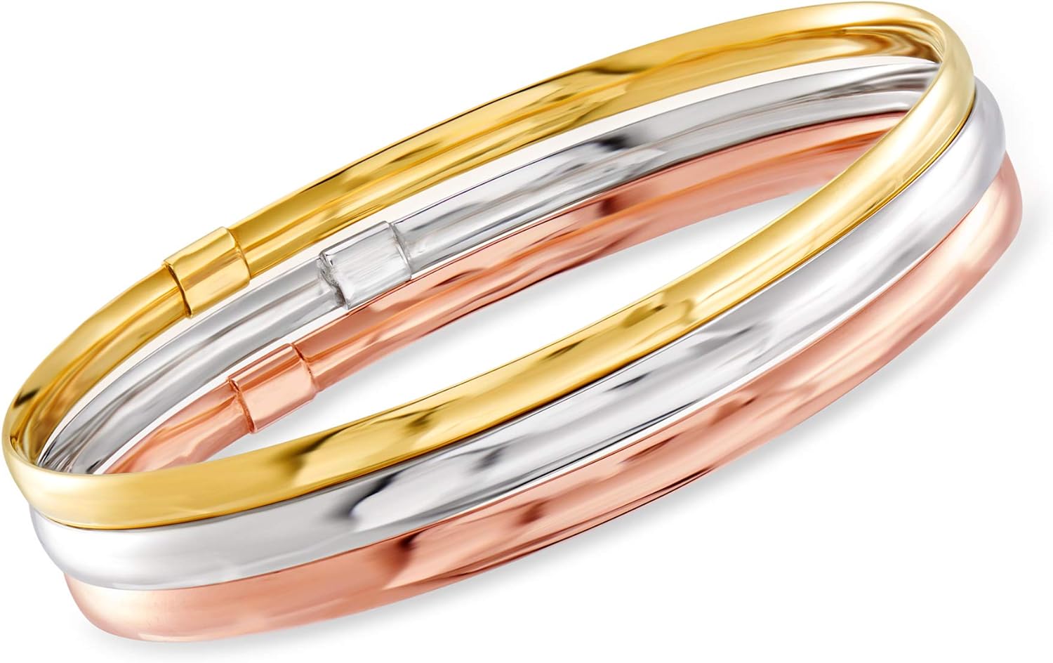 Ross-Simons Italian 14kt Tri-Colored Gold Jewelry Set: 3 Bangle Bracelets