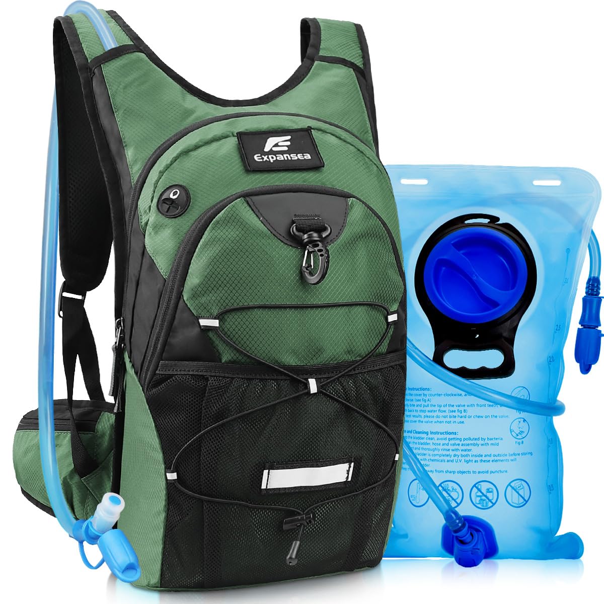Expansea Hydration Backpack, Lightweight Insulation Hydration Pack with 3L Water Bladder, Waterproof and Breathable Large Capacity Outdoor Sport Backpack Perfect for Hiking Cycling Camping Climbing