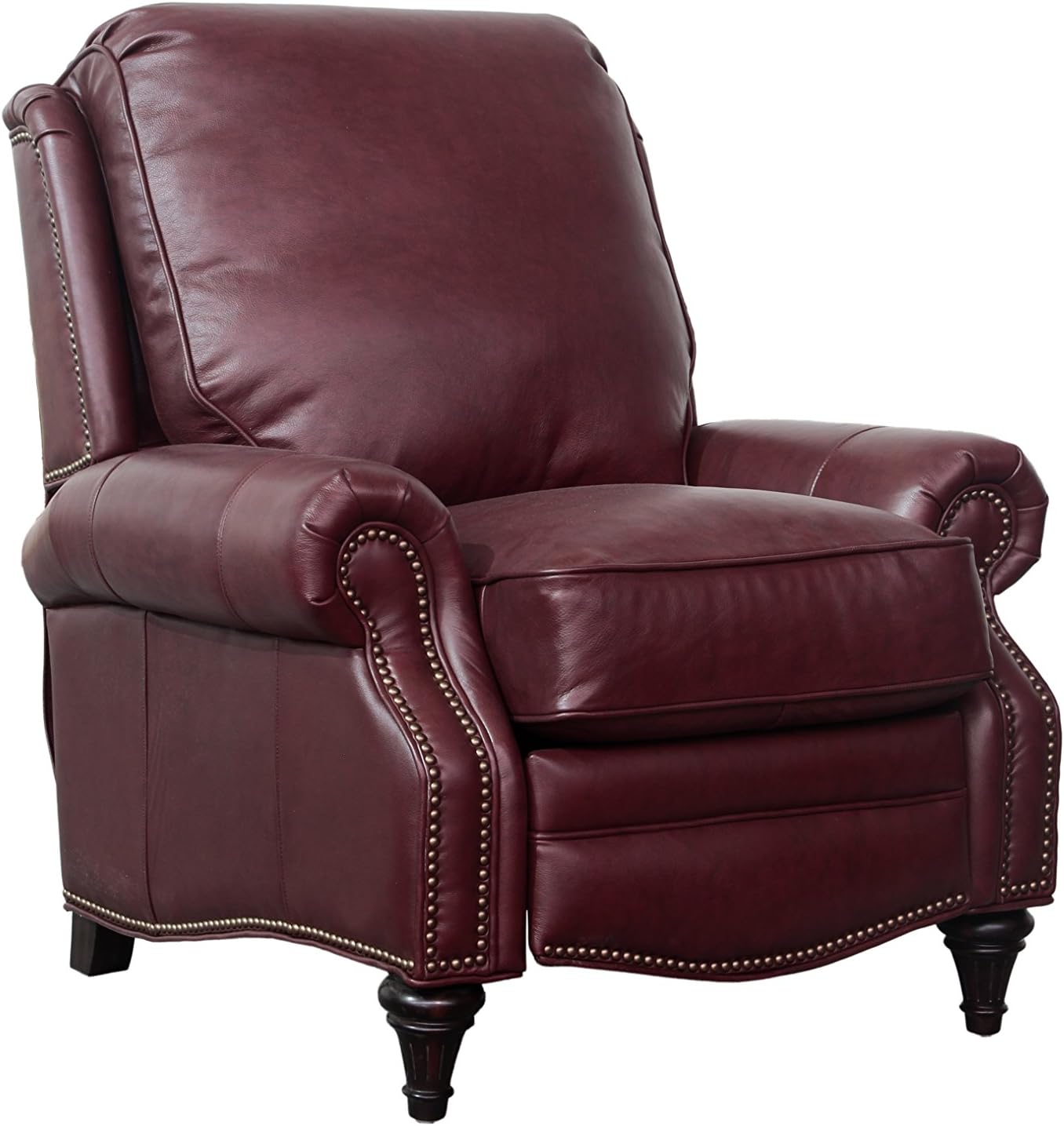 BarcaLounger Avery 7-2160 Push Back Manual Push Back Recliner Chair - 5700-76 Shoreham Wine All Leather with White Glove in-Home Delivery and Setup