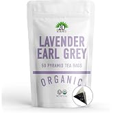 Lavender Earl Grey Black Tea - 100% Certified Organic - 50 Pyramid Tea Bags Sachets in a Resealable Bag