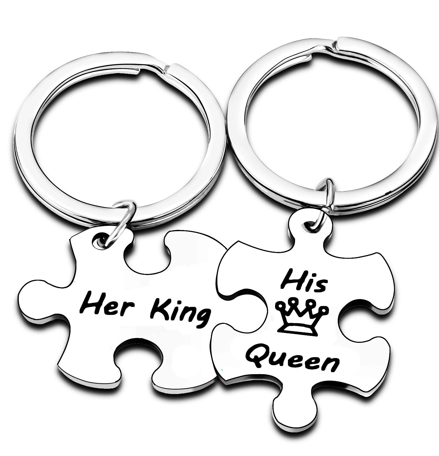 Nimteve Her King His Queen Matching Set Couple Keyrings Gifts For Couples Valentines Gifts For Her Him Relationship Anniversary Mens Womens Keychain (Her King His Queen)