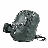 Real Mens Black Leather Bondage Hood Mask