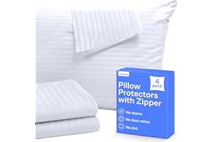 NIAGARA SLEEP SOLUTION Ultra-Soft Pillow Protectors Standard Size – 4-Pack Zippered Covers, Breathable Protection Against Stains, Dirt, & Dust