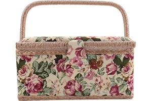 VENEKA Extra Large Sewing Basket,Vintage Sewing Basket,for Needles, Thread, Tape Measure, and Other Sewing Supplies Storage