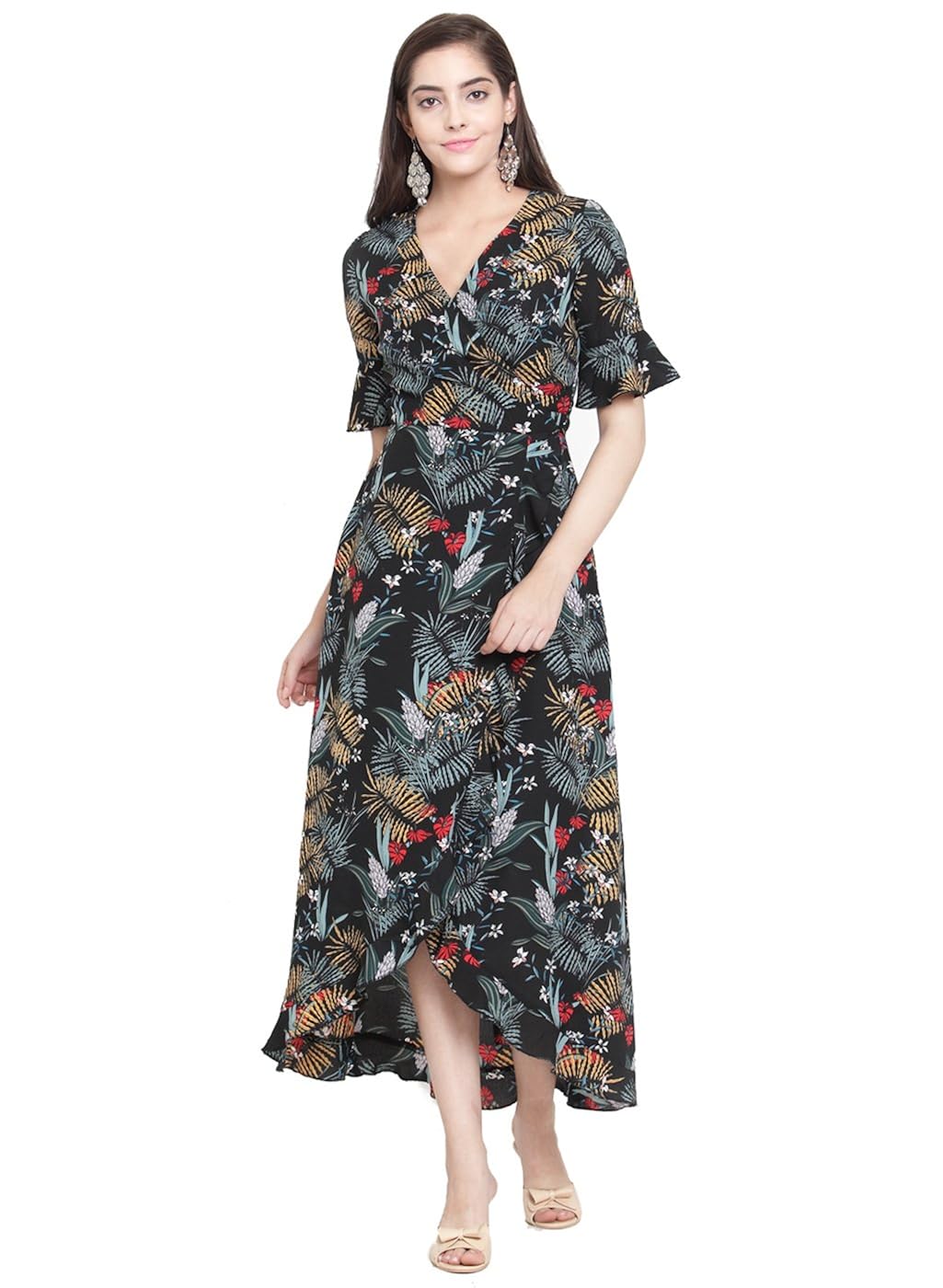 floral wrap around dress
