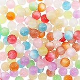 50 Pieces 16mm Acrylic Round Beads for Beadable Pen Chunky Loose Beads Valentine's Day Beads for Necklace Bracelet Jewelry Making (Cat Eye Bead Light)
