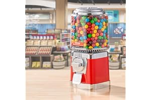 VEVOR Gumball Machine, 16"H Home Candy Vending Machine, PC Round Gumball Dispenser, Bubble Gum Machine for Game Stores, Coin Operated Gumball Bank for Toy Capsules Bouncy Balls Candy, Red