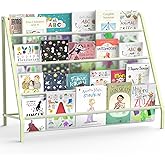 HAVEDAWN High-Transparent 4 Tier Kids Bookshelf, Sturdy Metal Large Size Book Rack Storage for Kid - Toddler Book Shelf Display for Nurasery, Playroom or Kids Room, Bookshelf Hold More Books - Green