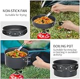Lixada Portable Cookware Kit 2-3 Person Non Stick Camping Pots Pan Set view 6