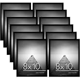 Americanflat 8x10 Picture Frame with Shatter-Resistant Glass - Set of 12 - Galleria Collection - Picture Frames for Tabletop and Wall Display - Black