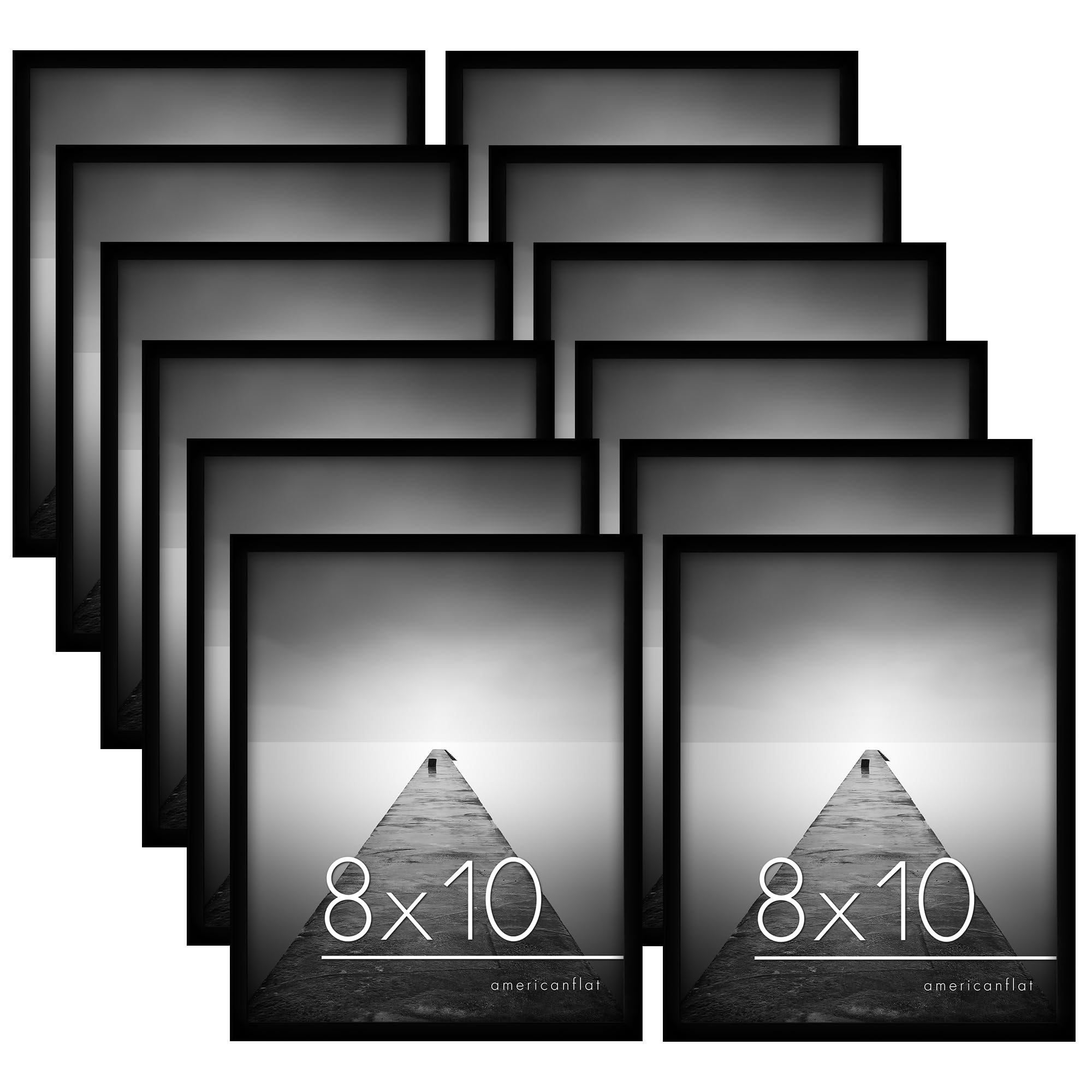 Americanflat 8x10 Picture Frame with Shatter-Resistant Glass - Set of 12 - Galleria Collection - Picture Frames for Tabletop and Wall Display - Black Image Americanflat 8x10 Picture Frame with Shatter-Resistant Glass - Set of 12 - Galleria Collection - Picture Frames for Tabletop and Wall Display - Black Image