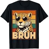 Bruh Cheetah Meme Graphic Tee Men Boys Animal Print Kids T-Shirt
