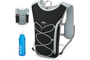RAINSMORE Running Vest for Men Women, Lightweight Hydration Pack with 500ml Soft Flask,Waterproof Phone Pocket, Adjustable No