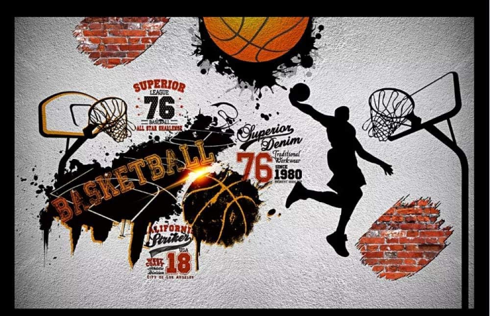 Amazon Ffyyjjlei 3d壁紙オリジナルレトロノスタルジックnbaバスケットボール背景壁 450x300cm 壁紙