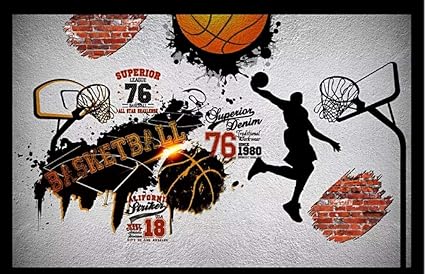 Amazon Ffyyjjlei 3d壁紙オリジナルレトロノスタルジックnbaバスケットボール背景壁 450x300cm 壁紙
