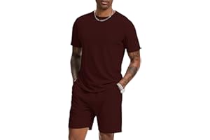 H Hellisal Mens Short Sets 2 Piece Outfits Fashion Summer Tracksuits Casual Set Short Sleeve and Shorts Set for Men