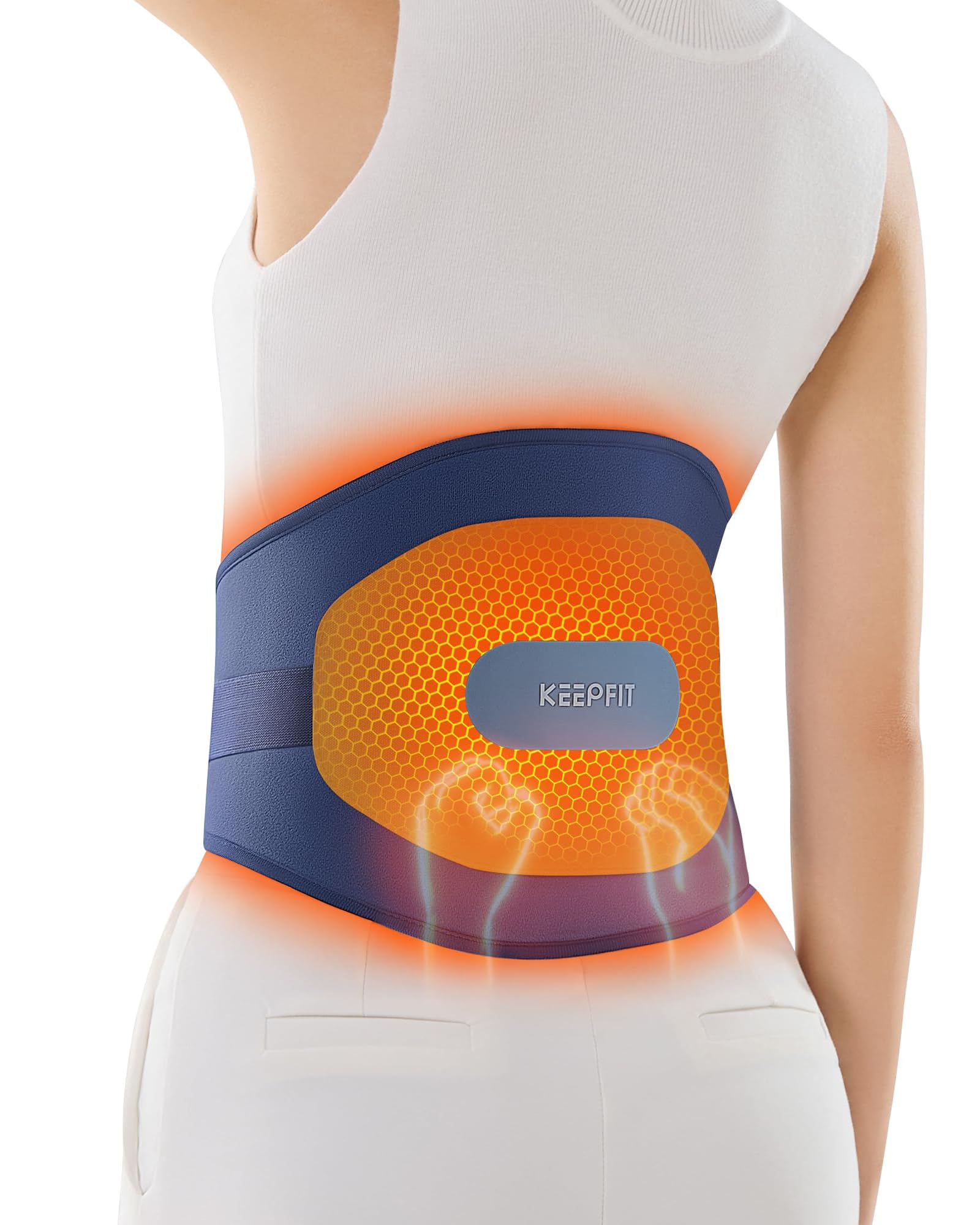 Photo 1 of Portable Heating Pad with Massager for Back Pain Relief: MAXwarm 3.0, IKEEPFIT Electric Cordless Heat Pad for Period Cramps, Extra Large 65", 8000mAh Battery, Gift for Women Men (A-Blue)