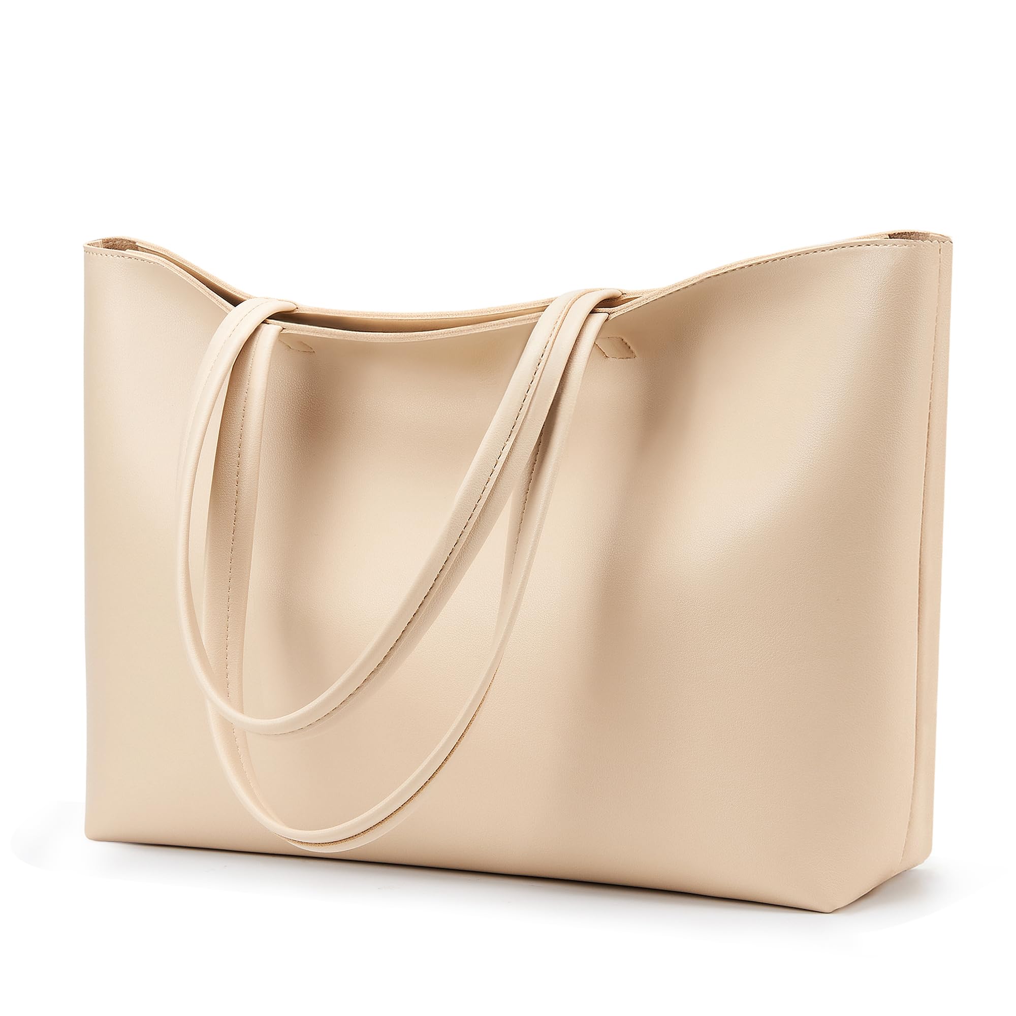 Photo 1 of KALIDI Tote Bag Zipper Shoulder Bag Faux Leather Purses for Women Large Casual Handbag Work Dating College, Nude