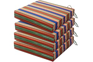 HARBOREST Outdoor Chair Cushions Set of 4 - Square Corner Water Resistant Outdoor Cushions for Patio Furniture - Patio Furniture Cushions with Ties, 18.5"x16"x3", Rainbow Stripes
