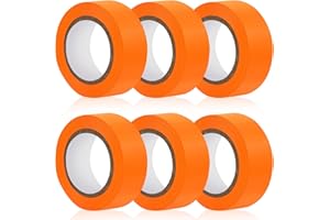 Rindion 6 Rolls Orange Flagging Tape, 0.7inch X 590ft Non-Adhesive Neon Marking Tape, Plastic Survey Ribbon Rolls for Location Marking, Cable Bundling, Tree Labeling, Hunting, Construction Sites