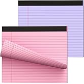 MuiAng 11" x 9.5" Legal Pads College Ruled Notepad 2 Pack Pink & Purple Colored Note Pads 30 Sheets Lined Paper Pads 80 GSM Legal Pad Perforated Writing Pads with Sturdy Back for School, Office, Home