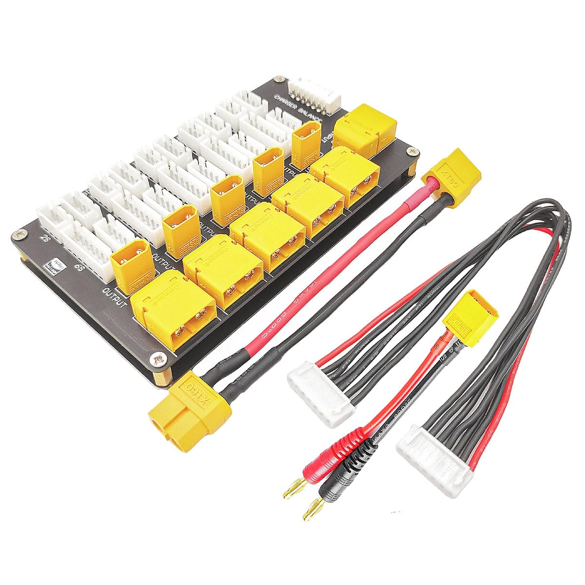 Lipo Battery Parallel Charging Board 2 in 1 Parallel Charging Plate XT30 XT60 Plug Supports 5 Packs for 2S-6S Lipo Battery