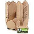 (Set of 50) 30oz Compostable Food Take Out Containers Disposable, Small Microwaveable Paper To Go Boxes, Grease Resistant Natural Kraft Cardboard Lunch Box, Takeout, Biodegradable, Eco-Friendly