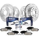 Detroit Axle - Brake Kit for Chevy GMC Silverado Sierra 1500 Tahoe Yukon XL | Suburban Escalade ESV Drilled Disc Rotors Ceramic Brake Pads Replacement 12.99" Front &amp; 13.58" Rear Rotor