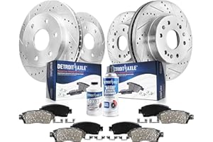Detroit Axle - Brake Kit for Chevy GMC Silverado Sierra 1500 Tahoe Yukon XL Suburban Escalade ESV Drilled Disc Brake Rotors Ceramic Brakes Pads Replacement : 12.99" inch Front & 13.58" inch Rear Rotor